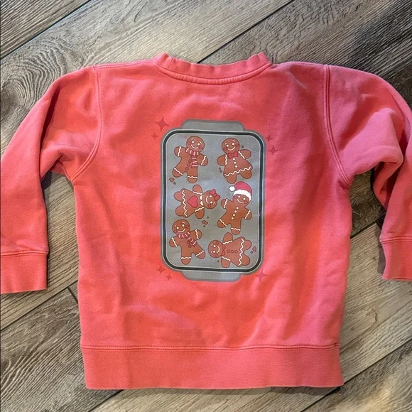 Living Fully Christmas Gingerbread Santa Kids Sweatshirt - Redish - Picture 2 of 2